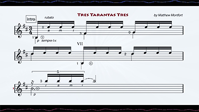 Tres Tarantas Tres Guitar Score Video